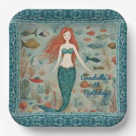 Plato De Papel Cumpleaños de la sirena