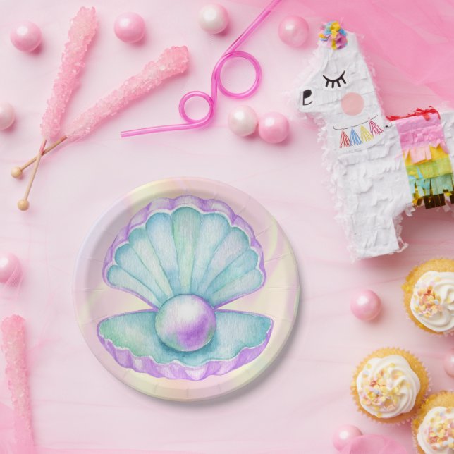 Plato De Papel Cumpleaños de la sirena bajo el mar (Fiesta)