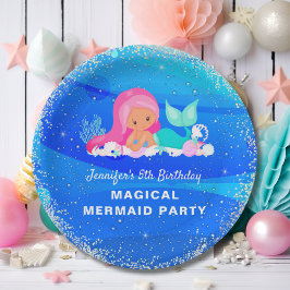 Plato De Papel Cumpleaños de la sirena mágica