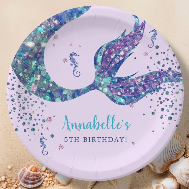 Plato De Papel Cumpleaños de la sirena morada (Subido por el creador)