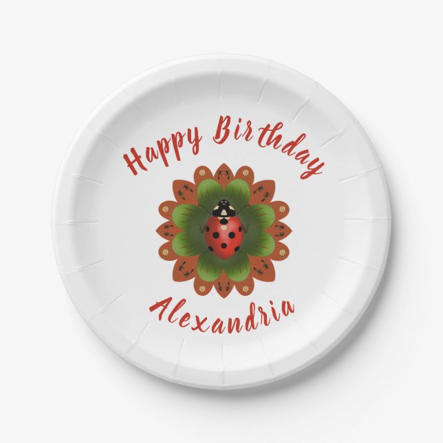 Plato De Papel Cumpleaños de Ladybug (Anverso)