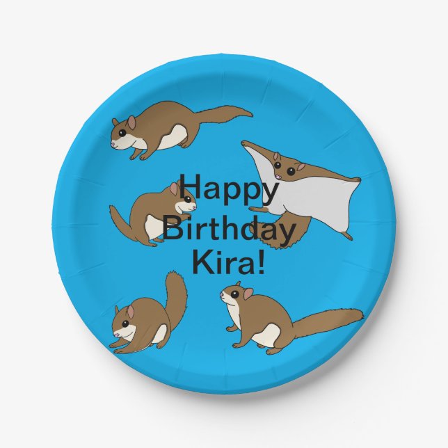 Plato De Papel Cumpleaños de las ardillas voladoras (Anverso)