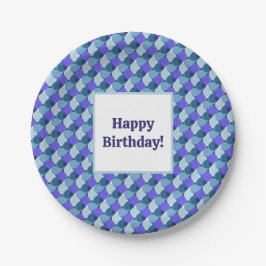Plato De Papel Cumpleaños de las Formas Azules