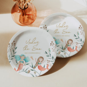 Plato De Papel Cumpleaños de las Sirenas de Cute