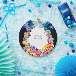 Plato De Papel Cumpleaños de Lollipop Boho Candyland
