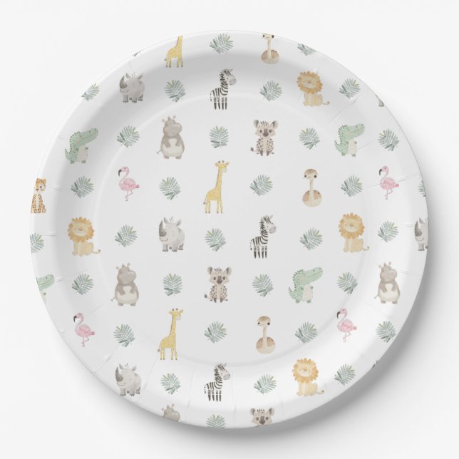 Plato De Papel Cumpleaños de los animales de Nyala Safari (Anverso)