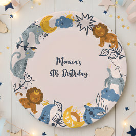Plato De Papel Cumpleaños de los boho celestes