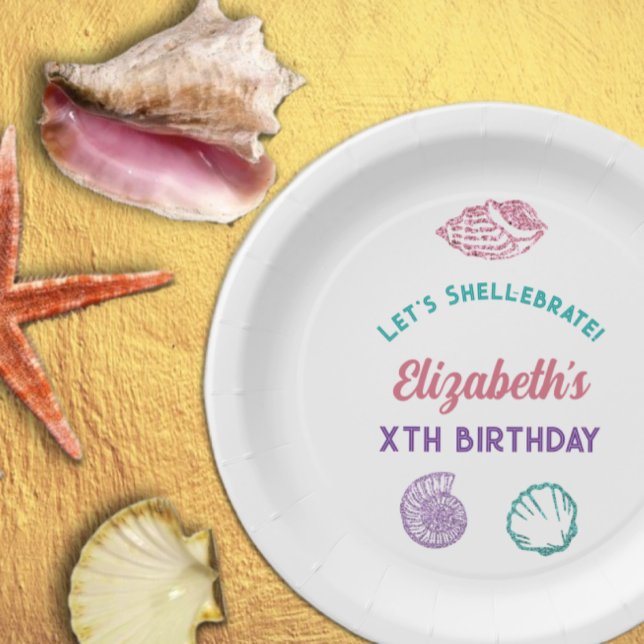 Plato De Papel Cumpleaños de los Chicas de las conchas marinas (Subido por el creador)