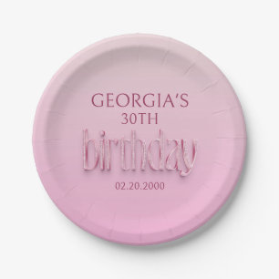 Plato De Papel Cumpleaños de los diamantes rosados