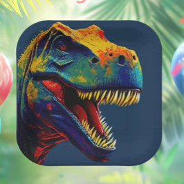 Plato De Papel Cumpleaños de los dinosaurios azules