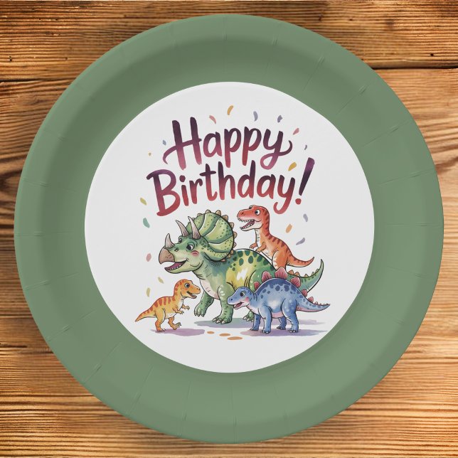 Plato De Papel Cumpleaños de los Dinosaurios Cute (Subido por el creador)