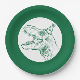 Plato De Papel Cumpleaños de los dinosaurios T-Rex