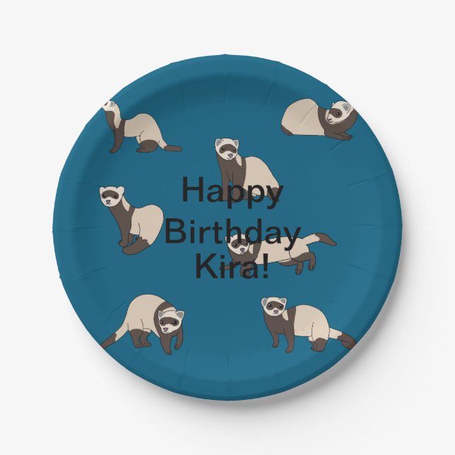 Plato De Papel Cumpleaños de los Ferrets (Anverso)