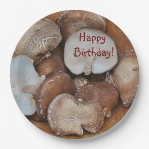 Plato De Papel Cumpleaños de los hongos shiitake