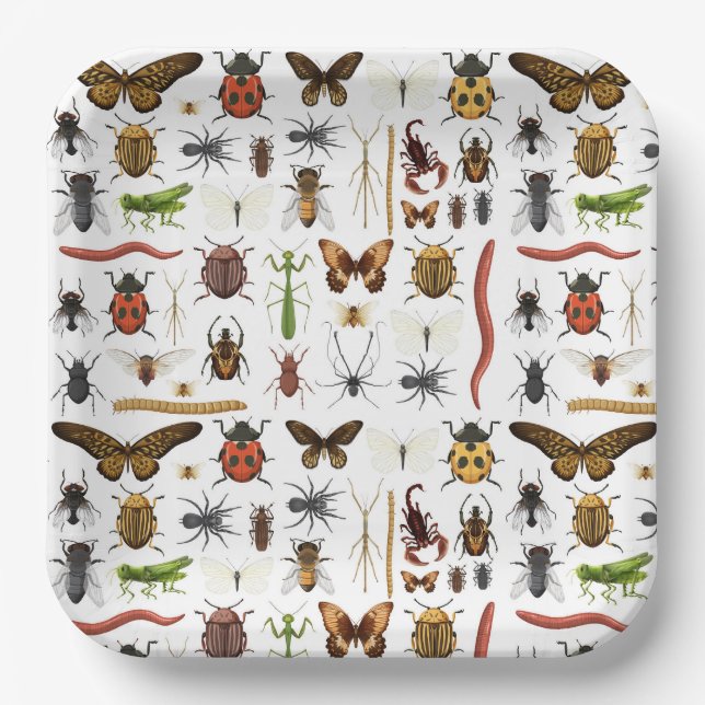 Plato De Papel Cumpleaños de los insectos (Anverso)