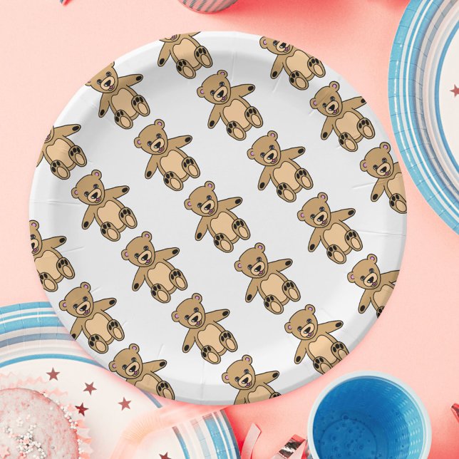 Plato De Papel Cumpleaños de los niños del oso de peluche (Subido por el creador)