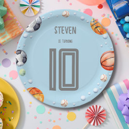 Plato De Papel cumpleaños de los niños deportivos de bolas