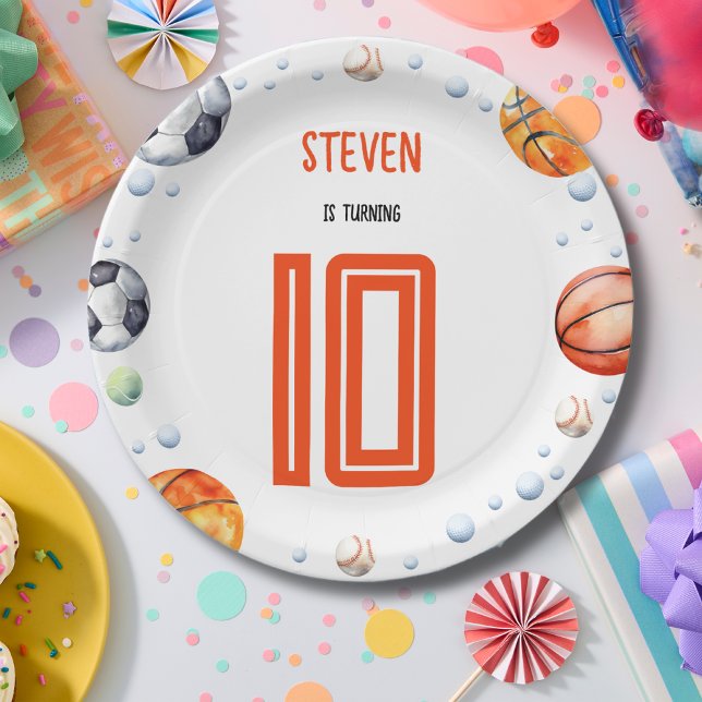 Plato De Papel cumpleaños de los niños deportivos de bolas (Subido por el creador)