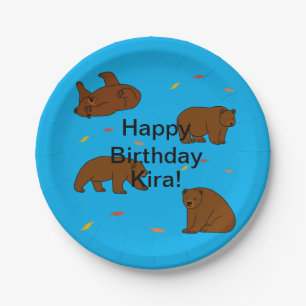 Plato De Papel Cumpleaños de los Osos Marrones