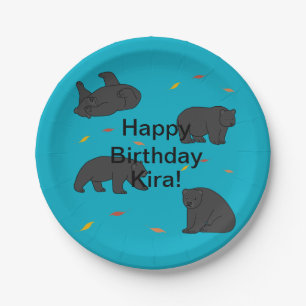 Plato De Papel Cumpleaños de los osos negros