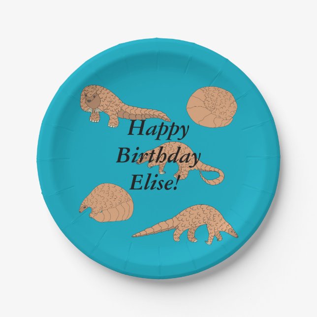 Plato De Papel Cumpleaños de los Pangolins (Anverso)