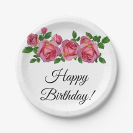 Plato De Papel Cumpleaños de los Rosas Peach