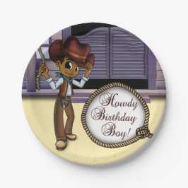 Plato De Papel Cumpleaños de los Vaqueros Africanos