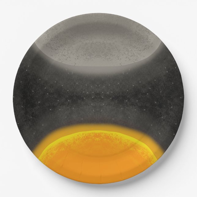 Plato De Papel Cumpleaños de Luna Asteroide Sol Galaxia (Anverso)