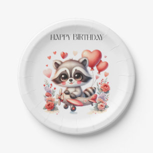 Plato De Papel Cumpleaños de Mapache Volador