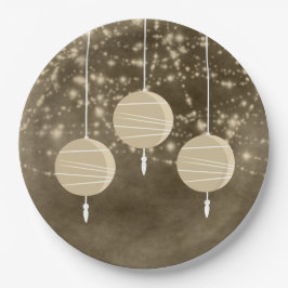 Plato De Papel Cumpleaños de Marfil Lanterns