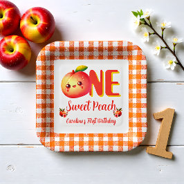 Plato De Papel Cumpleaños de melocotón dulce de verano