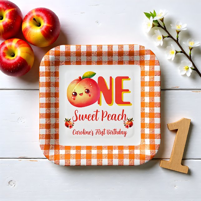 Plato De Papel Cumpleaños de melocotón dulce de verano (Subido por el creador)