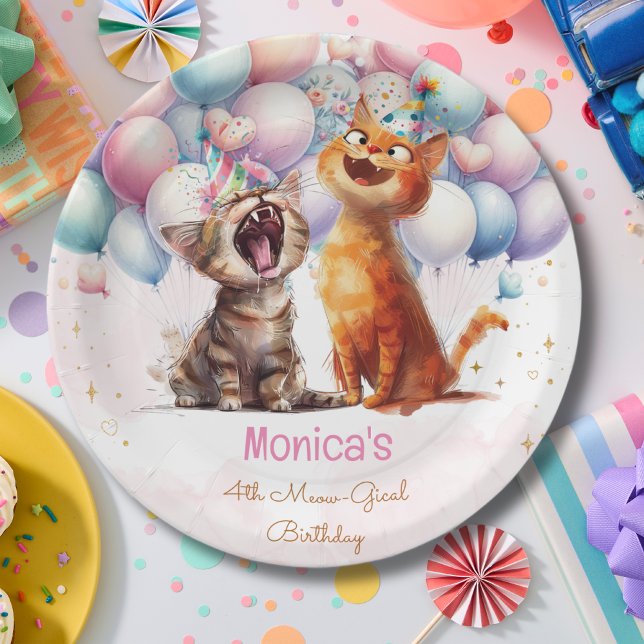 Plato De Papel Cumpleaños de mimo gatos mow-gical (Subido por el creador)