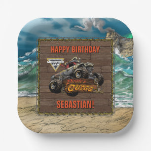 Plato De Papel Cumpleaños de Monster Jam - La Maldición del Pirat