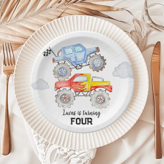 Plato De Papel Cumpleaños de Monster Truck (Subido por el creador)