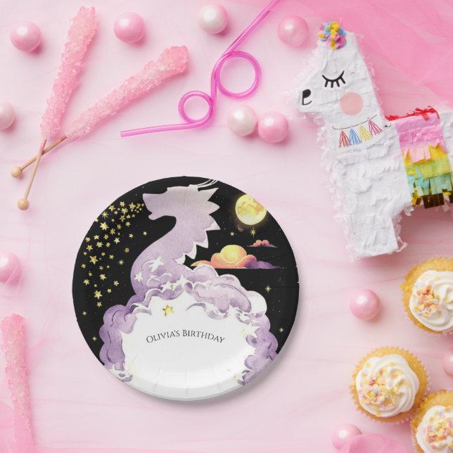Plato De Papel Cumpleaños de Mystical Boho Dragon (Fiesta)