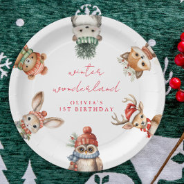 Plato De Papel cumpleaños de navidades de los bosques maravilloso