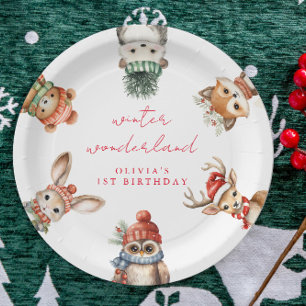Plato De Papel cumpleaños de navidades de los bosques maravilloso