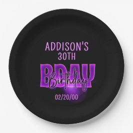 Plato De Papel Cumpleaños de Neon Rosa