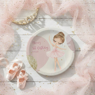 Plato De Papel Cumpleaños de niña bailarina de ballet Tutu 5
