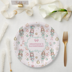 Plato De Papel Cumpleaños de niña con cascanueces rosa