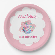 Cumpleaños de niña con lazo rosa coquette bola de
