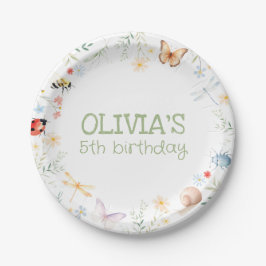 Plato De Papel Cumpleaños de niña de insectos de Bugs