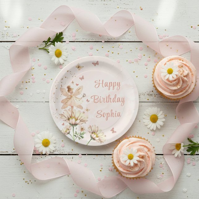 Plato De Papel Cumpleaños de niña jardín de hadas (Subido por el creador)