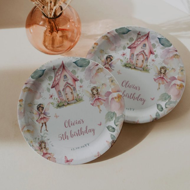 Plato De Papel Cumpleaños de niñas fiesta de té de hada jardín ca (Subido por el creador)