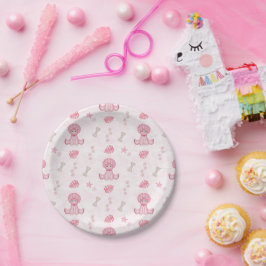 Plato De Papel Cumpleaños de niñas lindas Dinosaurio rosa