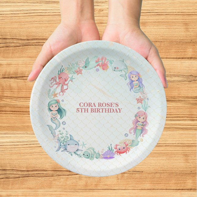 Plato De Papel Cumpleaños de niñas sirena bajo el mar (Subido por el creador)