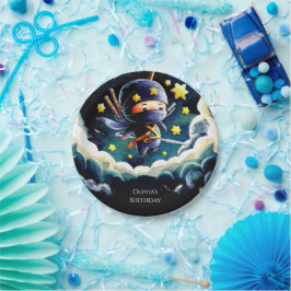 Plato De Papel Cumpleaños de Ninja editable simple