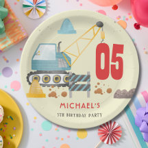 Cumpleaños de niño con camión de construcción