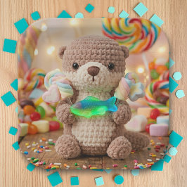 Plato De Papel Cumpleaños de niño con tema de nutria adorable y p